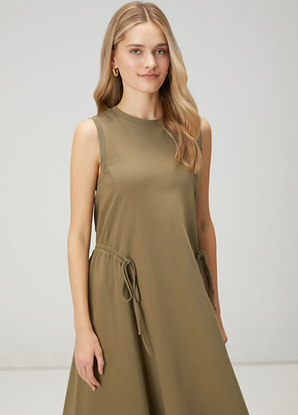 Beymen Club Haki Büzgü Detaylı Uzun Elbise - 2