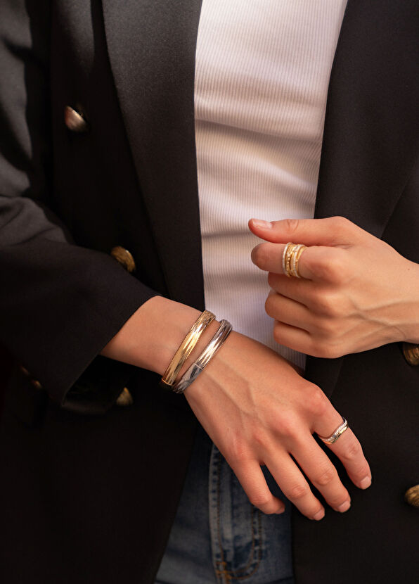 Jess Bold Beyaz Flex 14 Ayar Altın Kadın Bileklik - 2