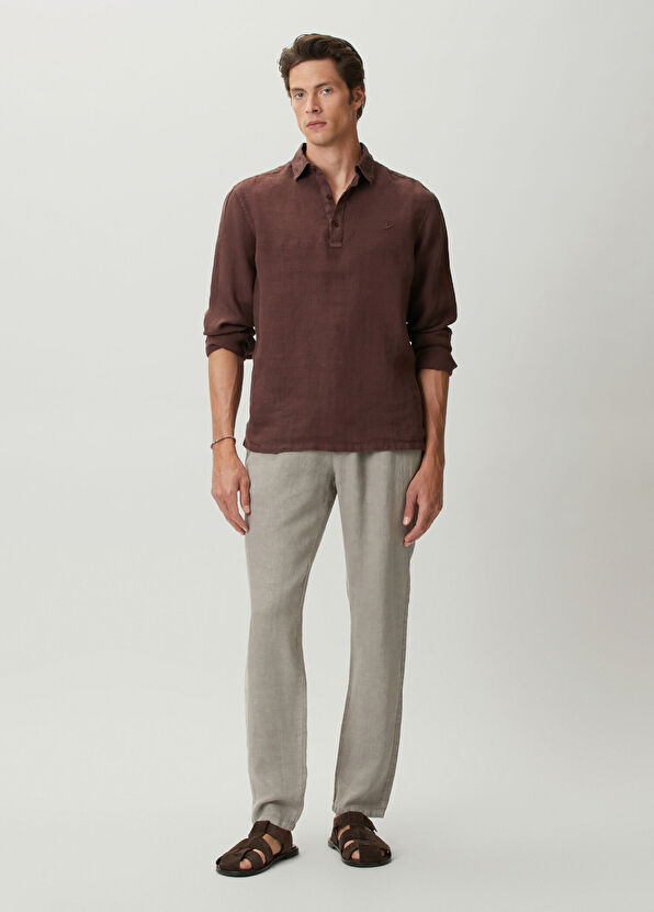 Beymen Club Gri Pileli Keten Pantolon - 1