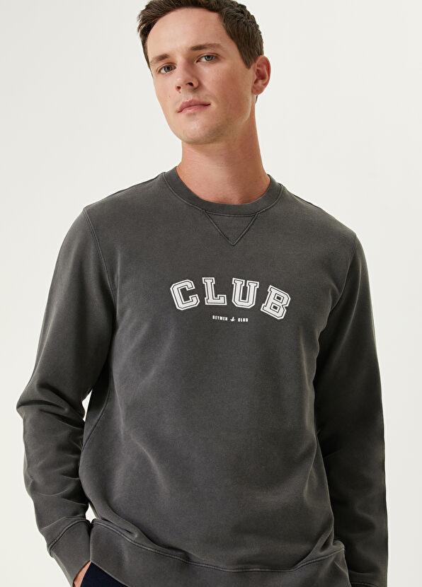 Beymen Club Anthracite Logo Printed Sweatshirt - 2