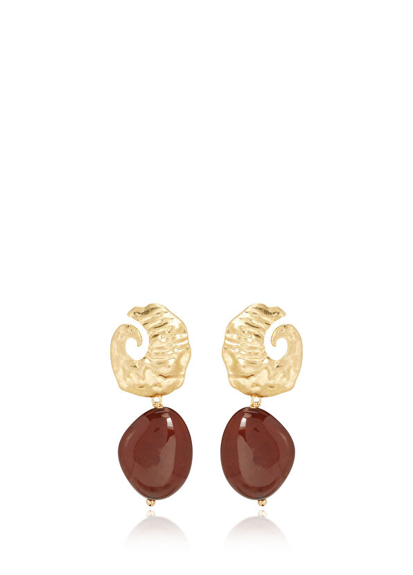 Beymen Club Gold Stone Detail Women's Large Earrings - 1