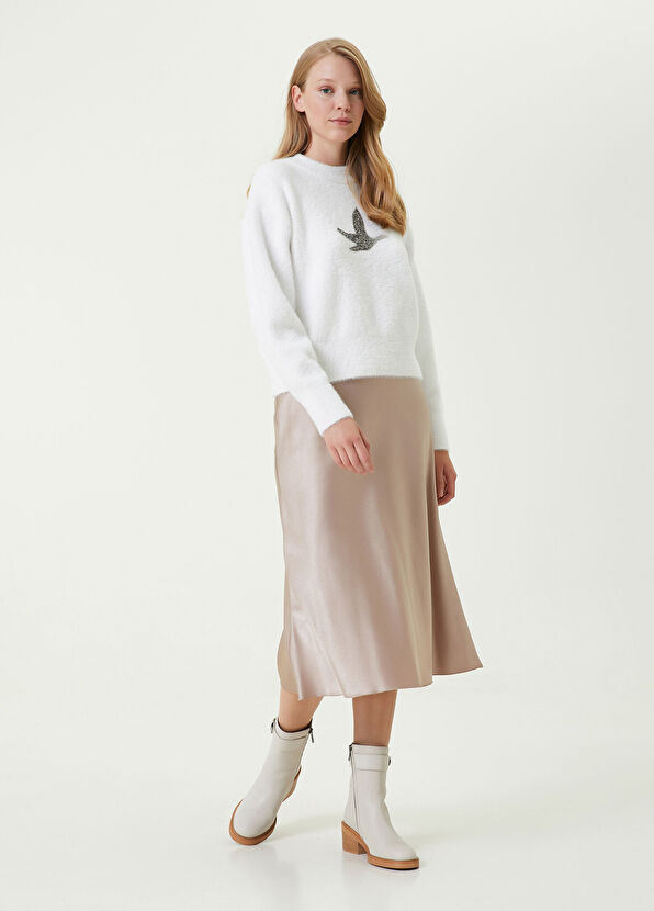 Beymen Club Beige Midi Evaze Satin Skirt - 1