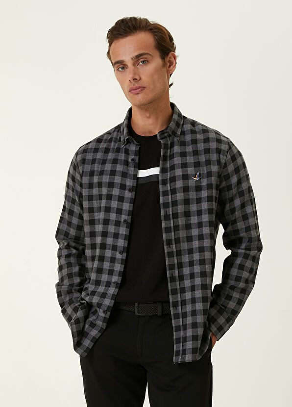 Beymen Club Comfort Fit Antrasit Ekoseli Flanel Gömlek - 1