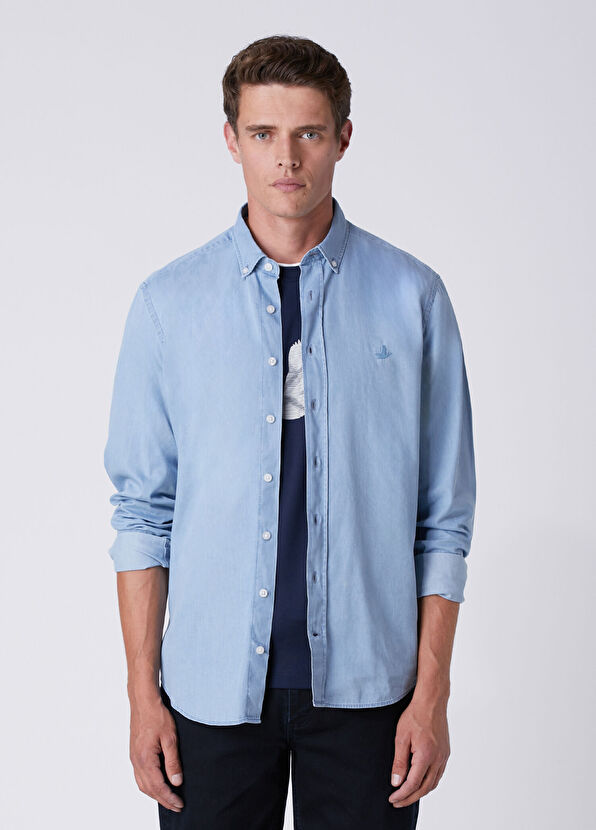 Beymen Club Mavi Yıkamalı Comfort Fit Jean Gömlek - 2