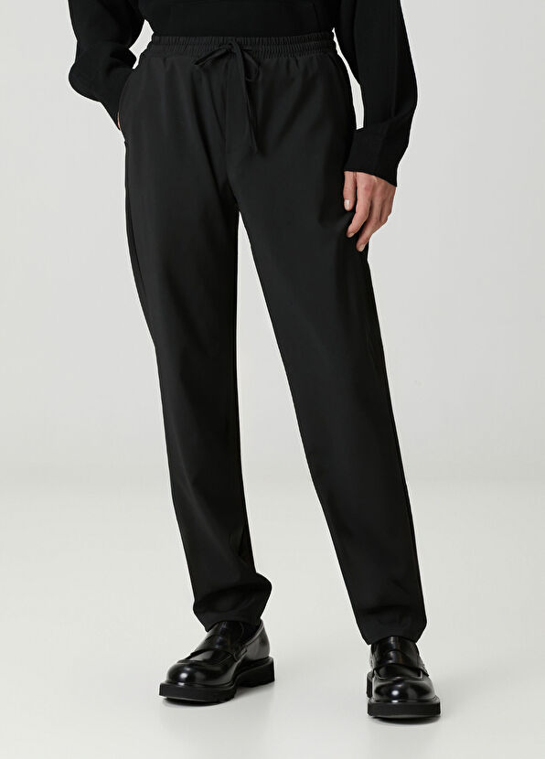 Academia Siyah Beli Kordonlu Palermo Yün Pantolon - 2