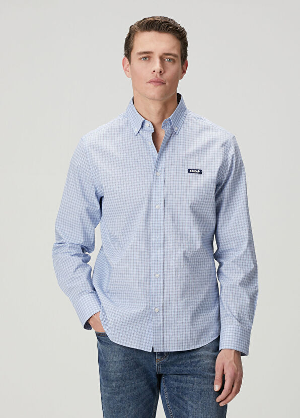 Beymen Club Comfort Fit Mavi Mini Ekose Desenli Gömlek - 1