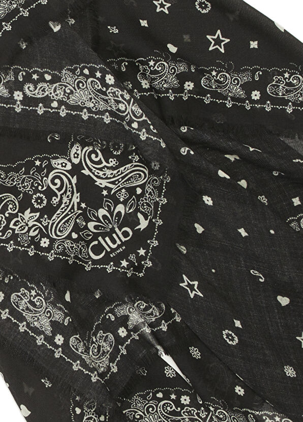 Beymen Club Siyah Şal Desenli Kadın Yün İpek Şal - 2