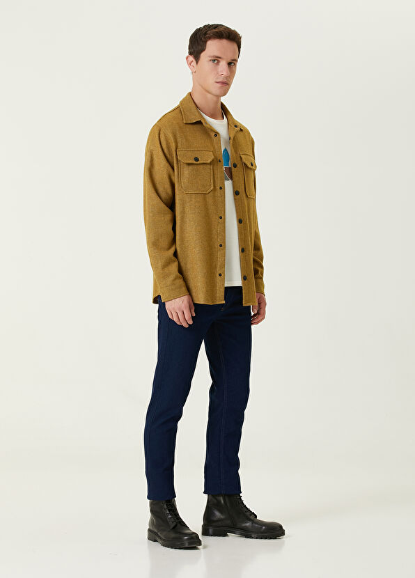 Beymen Club Hardal Flanel İnce Yün Dış Gömlek - 3