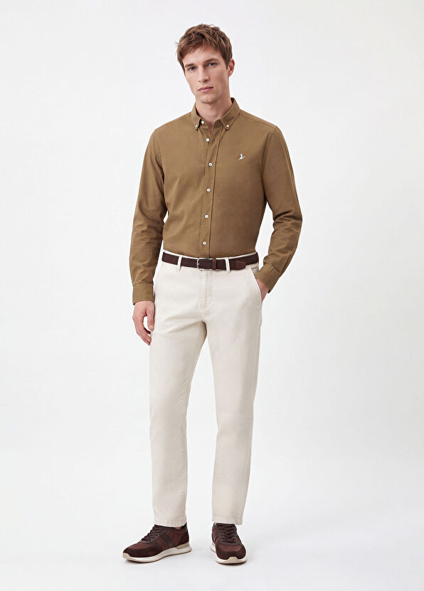 Beymen Club Comfort Fit Light Khaki Gabardine Textured Shirt - 3