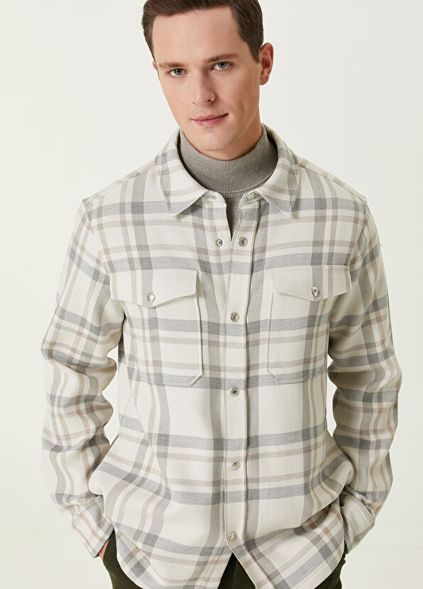 Beymen Club Bej Ekose Desenli Dış Gömlek - 2