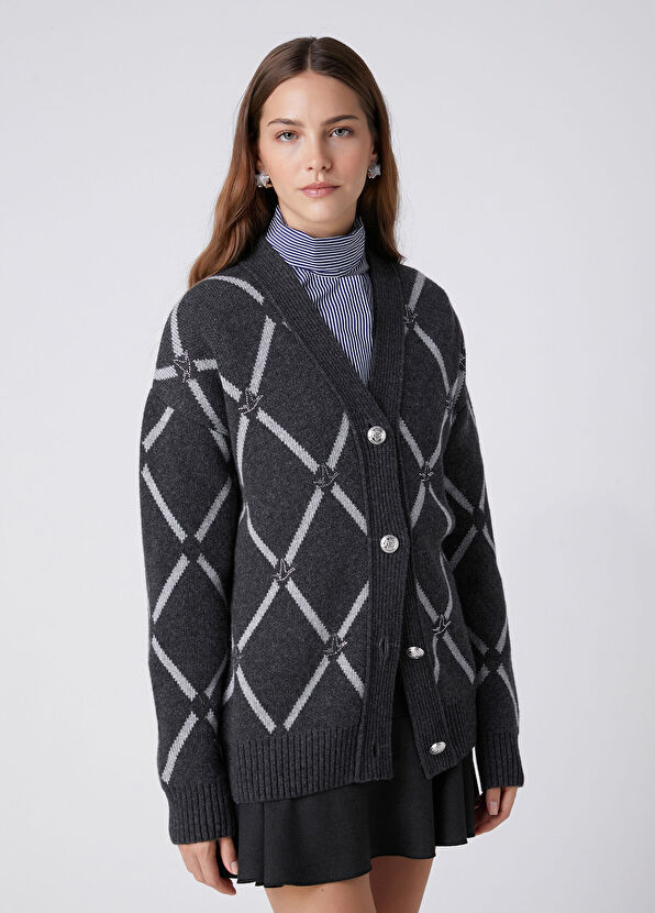 Beymen Club Anthracite Diamond Cardigan - 4