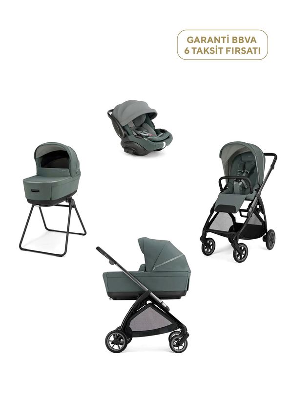 Inglesina Electa Plus Studio Grey Baby Stroller and Darwin Recline Evo 4-Piece Travel System Baby Stroller with Baby Lap - 1