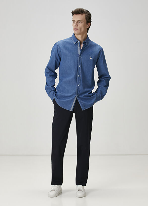 Beymen Club Regular Fit Koyu Mavi Denim Gömlek - 2