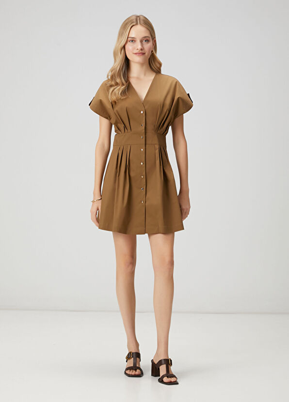 Beymen Club Khaki Mini Dress - 1