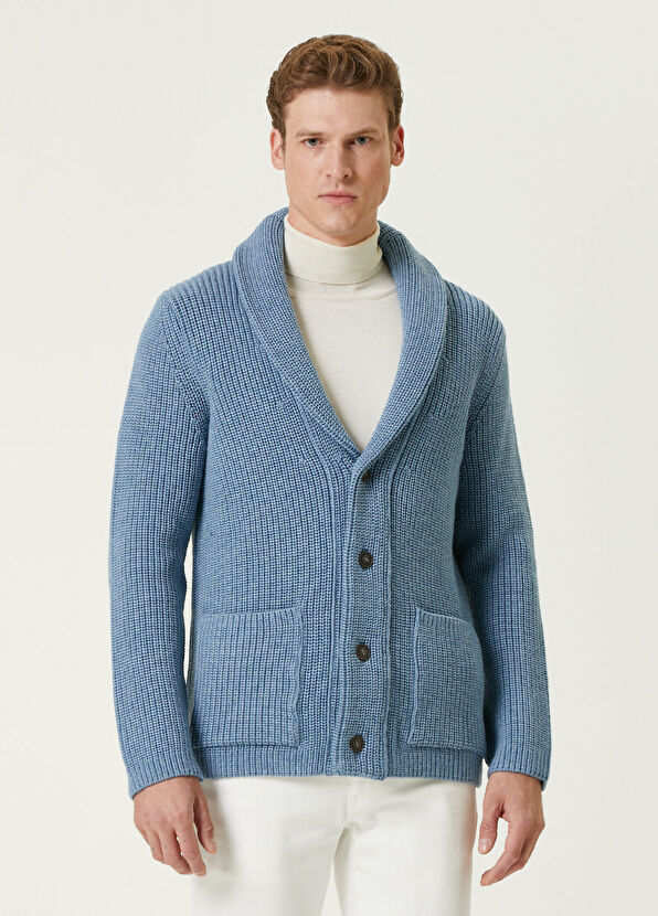 Beymen Collection Mavi Yün Triko Hırka - 1