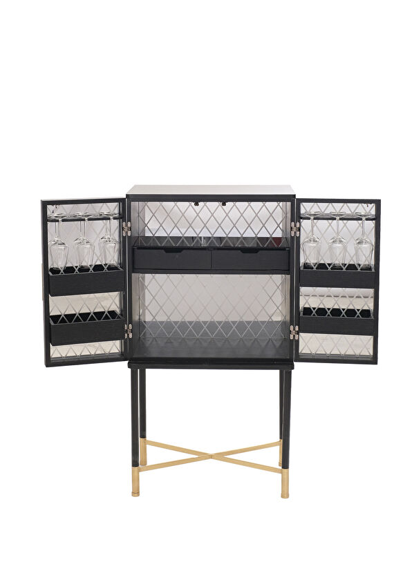 Craft Bar Design Alba Siyah Ahşap Bar Dolabı - 4