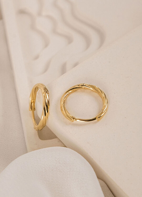 Safir Mücevher Burgu 14 Ayar Altın Kadın Halka Küpe - 2