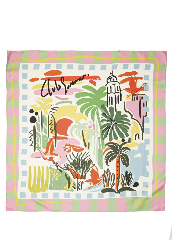 Beymen Club Çok Renkli Karışık Desenli İpek Eşarp - 2