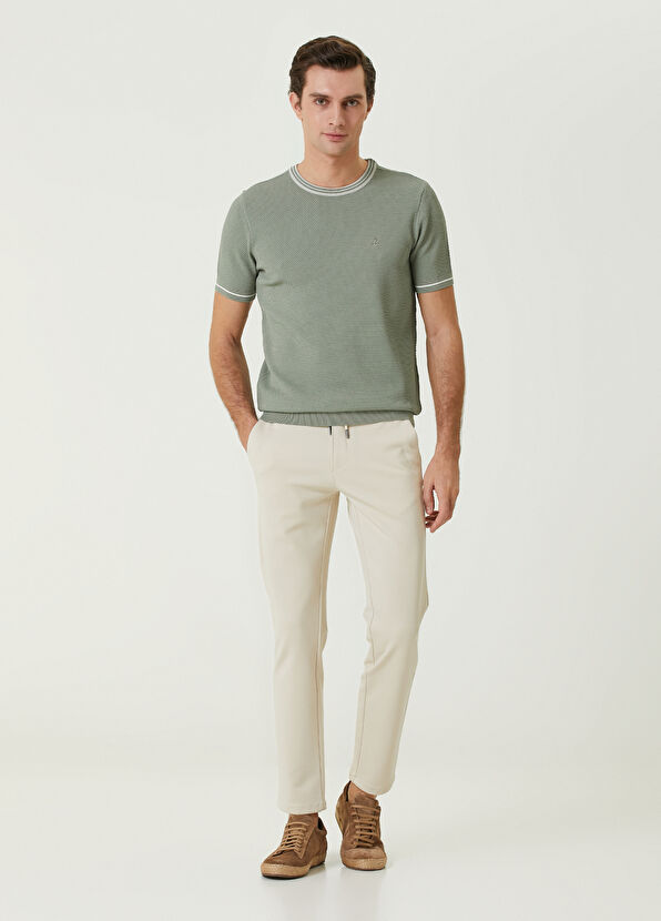 Beymen Club Bej Beli Kordonlu Örme Pantolon - 1