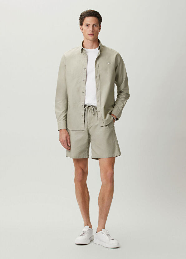 Beymen Club Green Waist Corded Piece Paint Oxford Shorts - 1