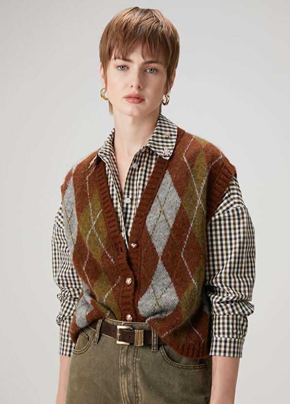 Beymen Club Brown Patterned Knit Vest - 4