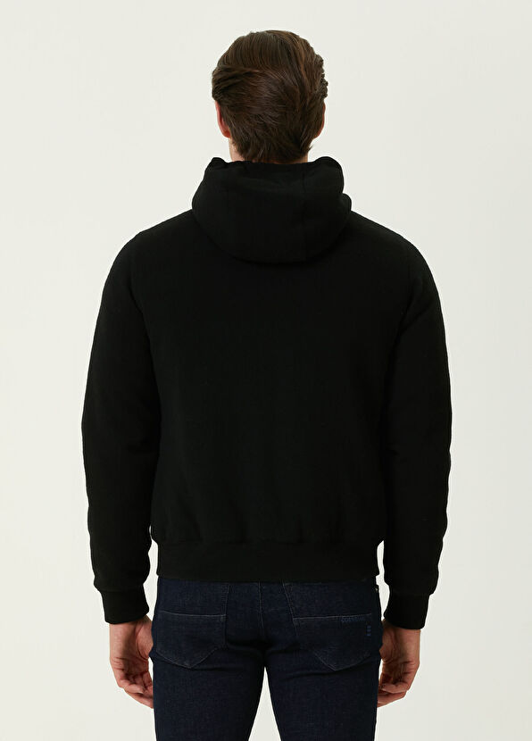 Moorer Siyah Kapüşonlu Yün Mont - 4