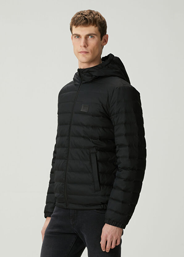 Siyah Kapüşonlu Puff Mont - Görsel 4