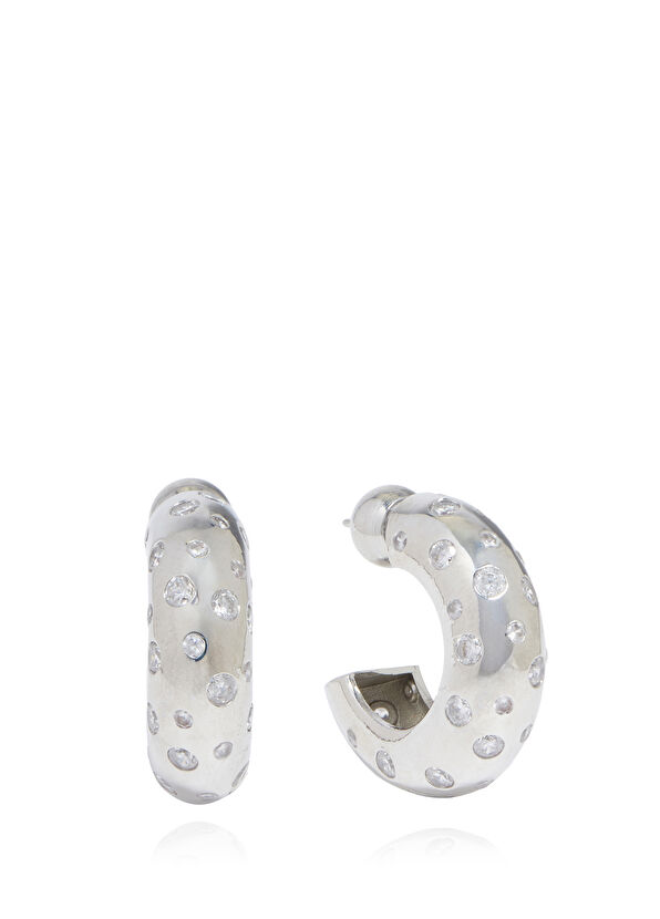 Beymen Club Silver Zirkon Taşlı C Formlu Kadın Küpe - 1