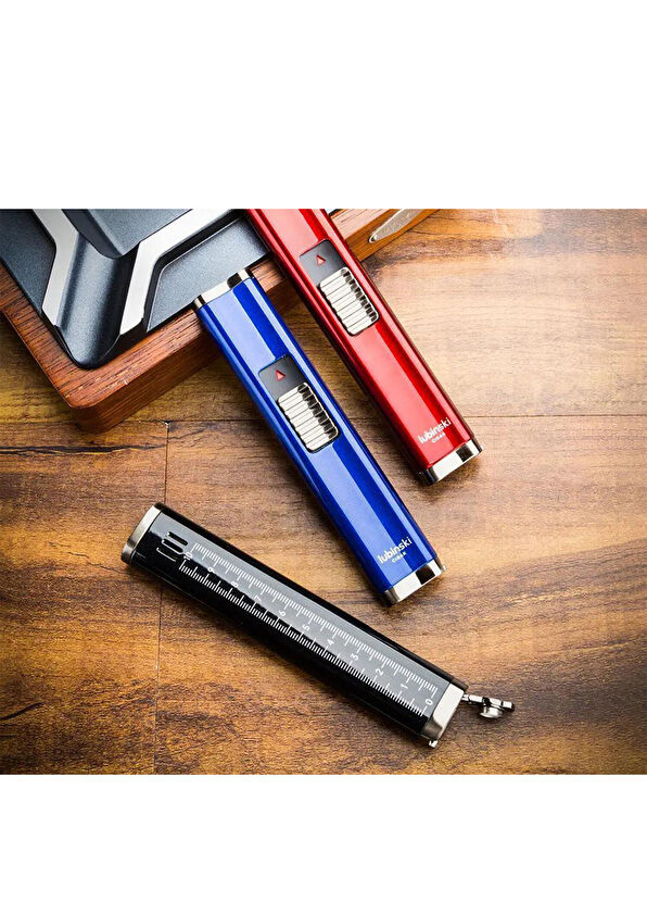 Lubinski Cigar Slim Cetvelli ve Sehpalı Siyah Çift Torch Puro Çakmağı - 4