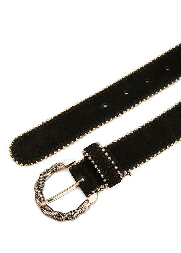 Beymen Club Black Chain Detailed Womens Suede Belt - 2