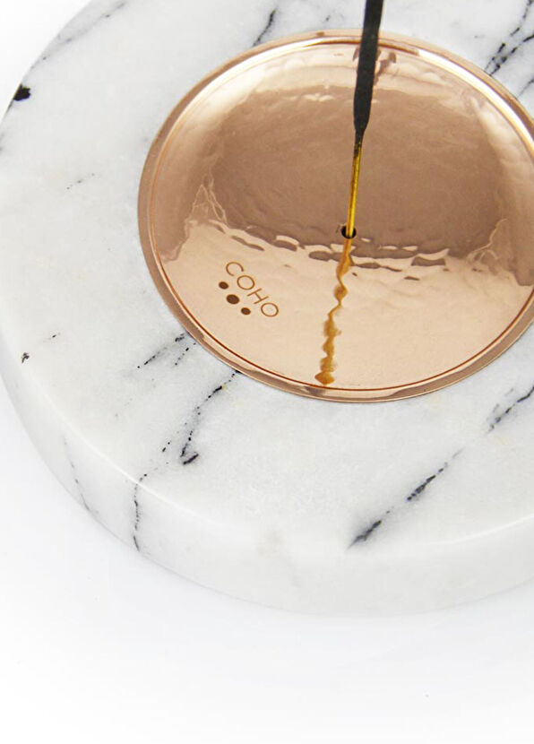 Coho Objet Coho Crystal Circle Bakır Kaseli Mermer Tütsü Tabağı - 3