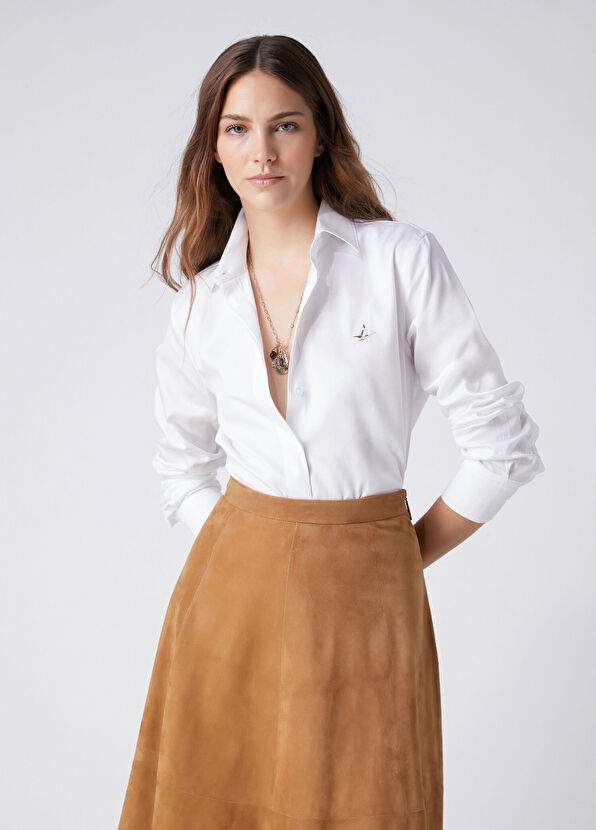 Beymen Club Kırık Beyaz Logolu Basic Poplin Gömlek - 1