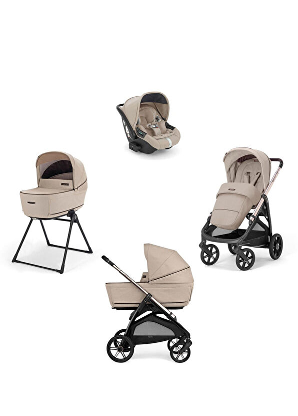 Aptica Glam Pashmina Beige Stantlı 4'lü Seyahat Sistem Bebek Arabası - Görsel 3