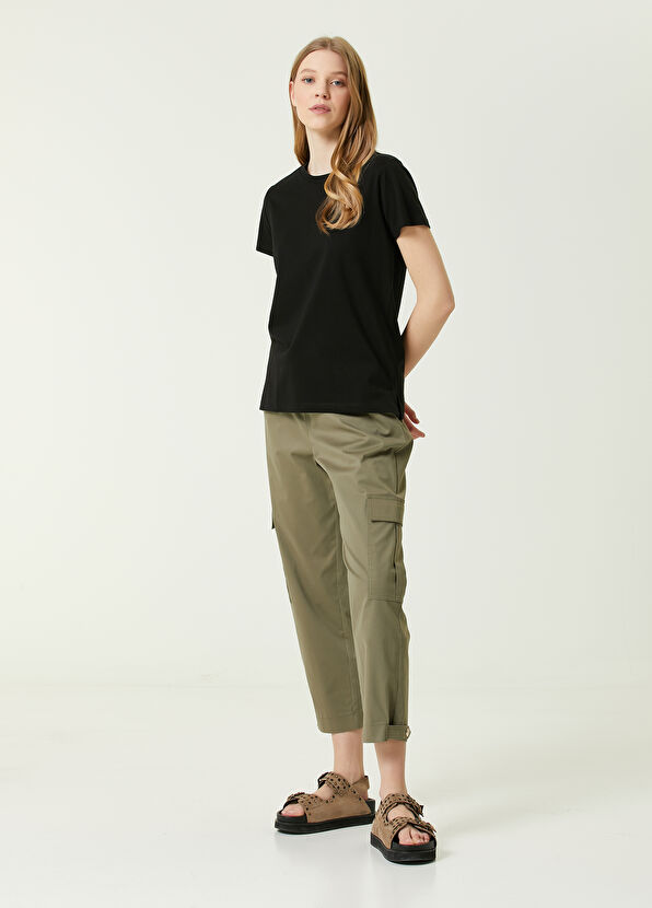 Beymen Club Siyah Bisiklet Yaka Dökümlü T-shirt - 2