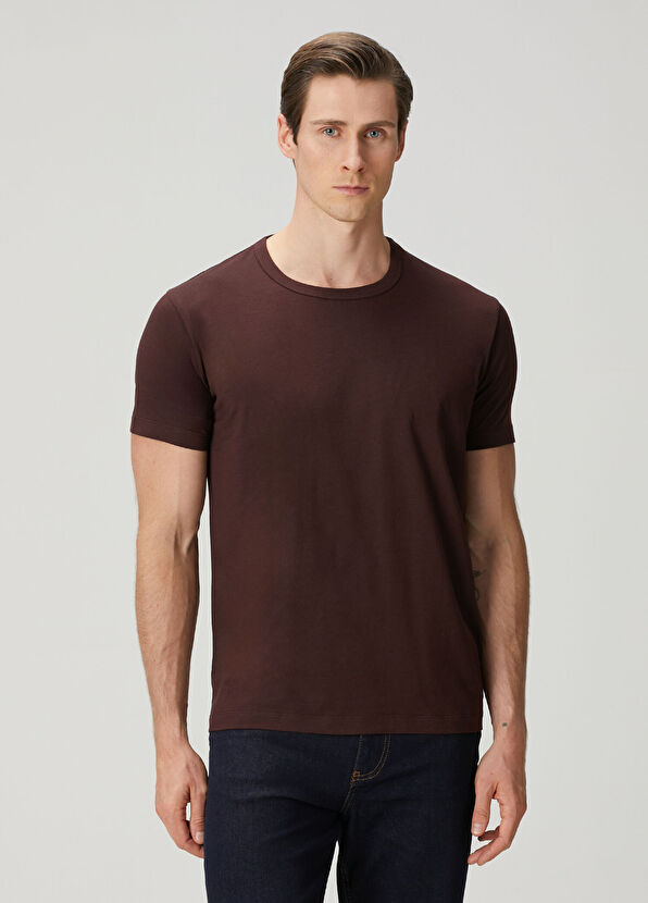 SimpleQloth Bosphorus Premium Modal Qsimple Muscle Up Fit Bordo Kısa Kollu Erkek T-shirt - 1