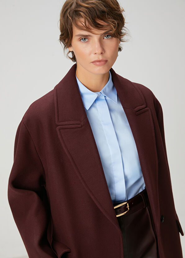 Beymen Club Burgundy Double-Breasted Wool Coat - 2