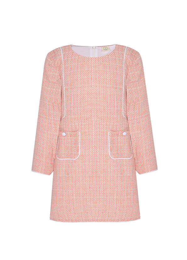 Bleu Lapin Orange Girls' Tweed Dress - 1