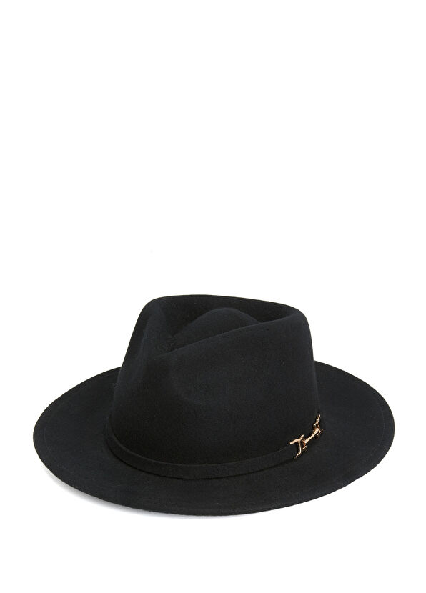 Beymen Club Black Gold Accessory Women's Fedora Wool Hat - 1