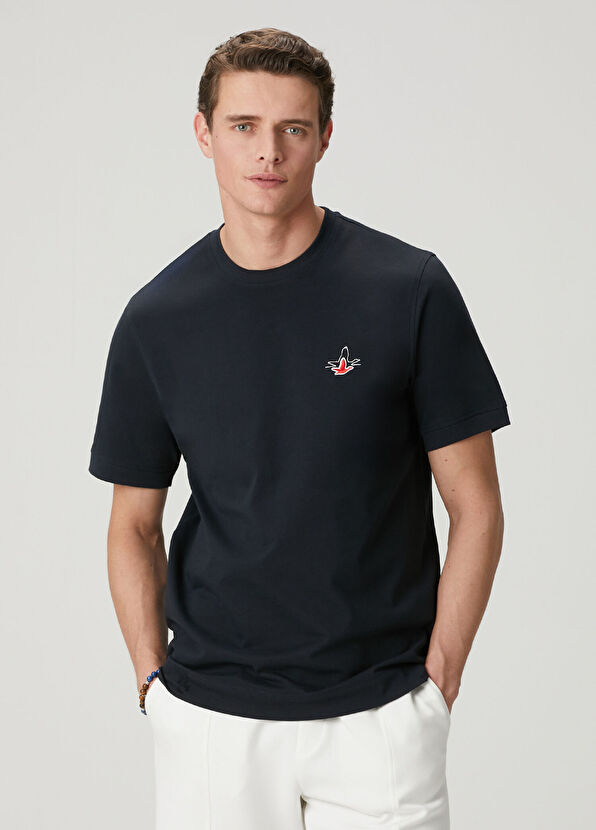 Beymen Club Lacivert Relax Fit Lycralı Pike -Tshirt - 1