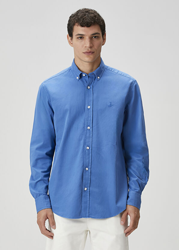 Beymen Club Comfort Fit Mavi Gabardin Doku Gömlek - 3