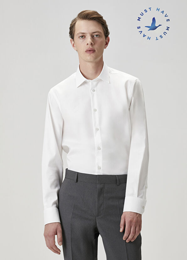 Beymen Club Comfort Fit White Non-Iron Twill Shirt - 1