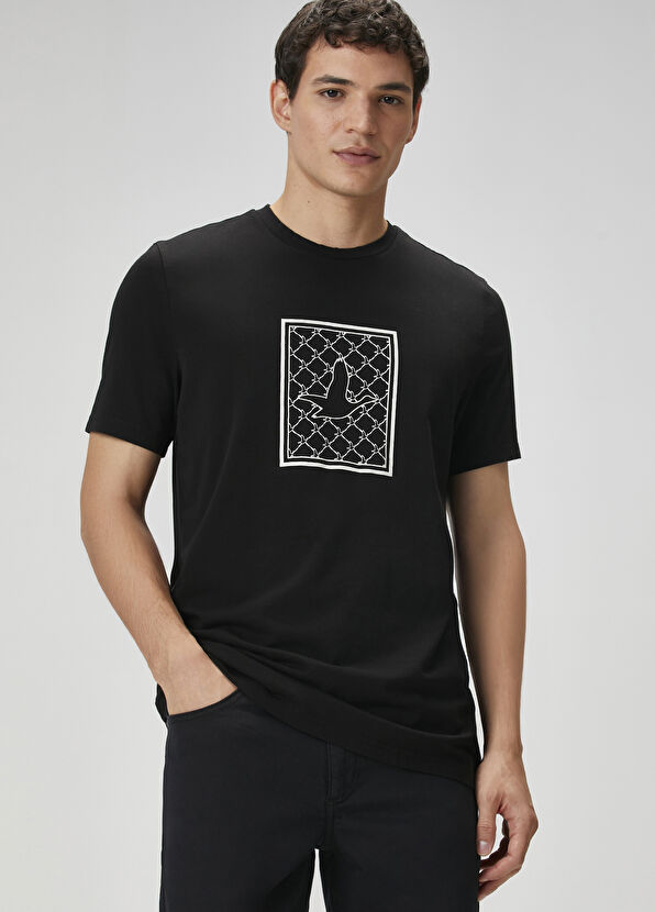 Beymen Club Siyah Çerçeve Kaz Baskılı T-shirt - 2