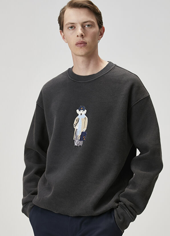 Beymen Club Antrasit Köpek Figürlü Oversized Sweatshirt - 1