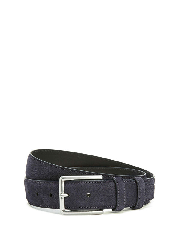 Beymen Club Navy Textured Men's Nubuck Leather Belt - 1