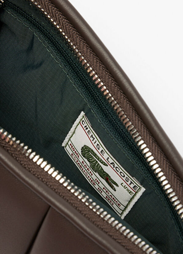 Lacoste Lenglen Dark Brown Leather Medium Women's Shoulder Bag - 4