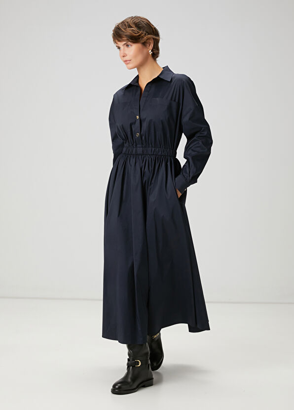 Beymen Club Dark Navy Midi Taffeta Shirt Dress - 2