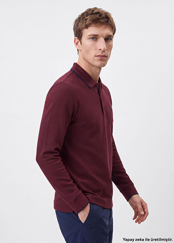 Beymen Club Comfort Fit Plum Polo Ottoman Sweatshirt - 3