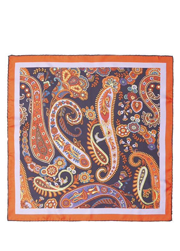 Beymen Club Kırmızı Şal Desenli 50x50 cm Kadın İpek Eşarp - 2