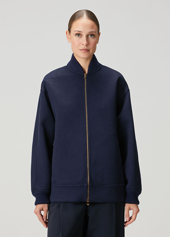 Agnona Navy Blue Cashmere Jacket - 1