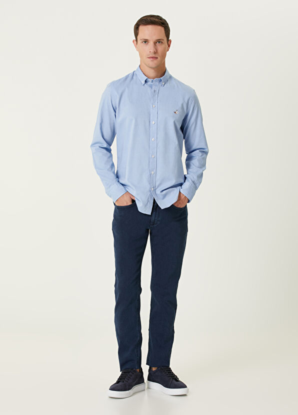 Slim Fit Blue Oxford Shirt Beymen Club Slim Fit Blue Oxford Shirt - 3